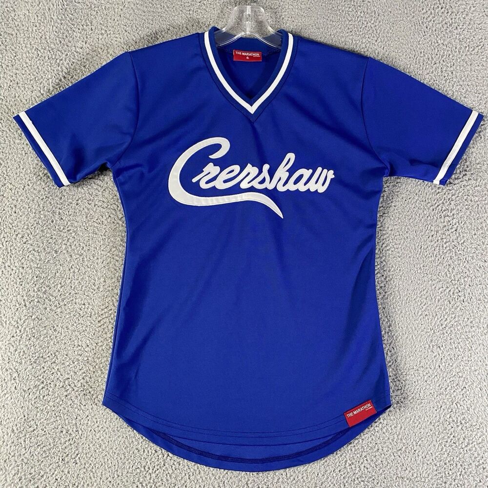 The Marathon Crenshaw Baseball Jersey Mens Small Blue Nipsey Hussle Shirt LA